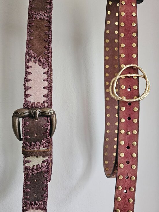 We The Free Free People Lasso Cognac Leather Studded Belt Patchwork Suede Belts main image 5